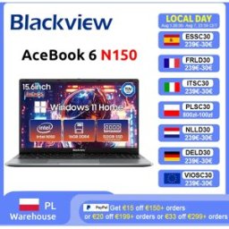 BLACKVIEW AceBook 6 Laptop con CPU Intel Twin Lake N150, Schermo IPS FHD+ da 15.6'', 16GB DDR4, SSD da 512GB, Batteria da 36Wh, Notebook con Windows 11