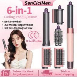 SenCiciMen 6 IN 1 Multi Hair Styler Professionale Airwrap ™ Arricciacapelli con ioni negativi, strumento per arricciare i capelli, spedizione locale, non danneggia i capelli