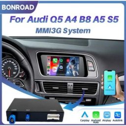 BONROAD Modulo CarPlay wireless con adattatore MirrorLink per Android Auto per Audi A4 B8 A5 Q5 2009-2016 A6 A7 C7 2012-2015, supporto sistema MMI 3G, decoder retrofit per navigazione originale,