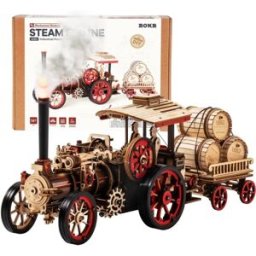 Robotime Rokr Kit di costruzione di modelli di auto Puzzle in legno 3D Kit di vapore 1:28 Locomotiva a vapore meccanica Regali fantastici per adulti Adolescenti
