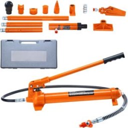 succebuy 10/12T Porta Power Kit Martinetto idraulico portatile con tubo olio da 4,6 piedi/1,4 m Kit di riparazione telaio carrozzeria automatico con custodia