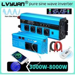 Foval Inverter Onda Sinusoidale Pura 3000W-8000W Potenza di Picco DC12V DC24V AC220V Display LCD Presa UE 50Hz Alimentatore Esterno Inversor