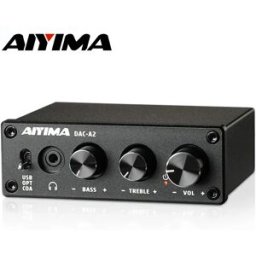 Aiyima DAC-A2 Decoder Audio HiFi, Amplificatore per Cuffie USB, Uscita Coassiale e Ottica, DAC Stereo per Gaming, per Amplificatori e Altoparlanti Attivi