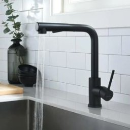 Oeegoo Rubinetto da cucina con doccia estraibile, rubinetto da cucina ad alta pressione nero 360 ° rotazione, rubinetto lavello con doccia