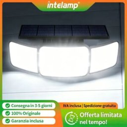 intelamp Lampada solare da esterno 6000mAh con sensore di movimento 1200LM IP65, illuminazione di sicurezza a LED per esterni, faretto da parete per esterni faretto led esterno solare lampada solare