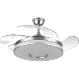 FABRILAMP ABRILA HIGH RANGE Ventilatore DC Dani 59w 6980lm NICHEL 4 Pale da 107d 3000-4000-6000k Telecomando, Intensità Regolabile, Memoria e Timer Controllo dell'aria per estate o inverno Include telecomando e