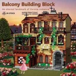 barweer Set di Costruzioni Balcone di Romeo e Giulietta da 3800 Pezzi, Kit Modulare Casa Stile Medievale Europeo, Modello Architettonico Storia d'Amore Romantica, Mattoncini da Costruzione, Giocattoli da