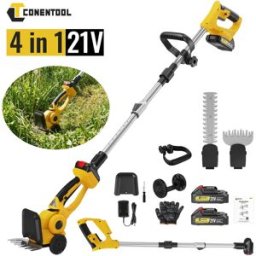 Conentool Tagliasiepi a Batteria 4 in 1 21V con Asta di Prolunga, Mini Tagliasiepi Silenzioso con Doppie Lame, Kit Attrezzi da Giardino