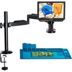 Elikliv Microscopio digitale EM4K 4K per elettronica Microscopio per saldatura HDMI da 10,1 "2000X con supporto per braccio per saldatura PCB
