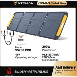 VTOMAN Kit Pannello Solare VS200 PRO 48V 200W Completo, Generatore Solare Portatile Ricaricabile per Uso Domestico e Esterno