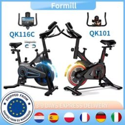 Formill QK116C Cyclette da Interno, Trasmissione a Cinghia Silenziosa, Resistenza Regolabile, Display Elettronico, Allenatore Cardio per Casa