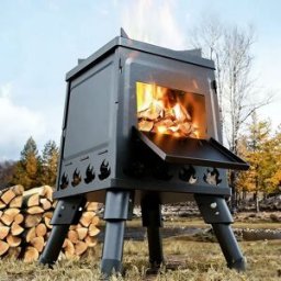 NONE Stufa a Legna da Campeggio con Guanti, Fornello Portatile Regolabile, Supporti per Pentole, Bruciatore per Barbecue all'Aperto