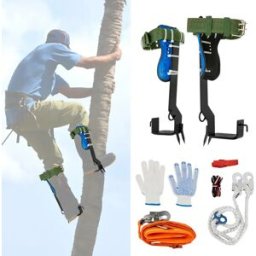 NONE Attrezzi per arrampicata sugli alberi con cintura di sicurezza Corda da 2 m 45 # Kit comodo pedale largo in acciaio per la raccolta della frutta, sopravvivenza nella giungla, nero