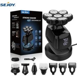 sejoy Rasoio Elettrico Multifunzione 7D per Uomini Calvi, 6-in-1 con Rifinitore per Peli del Naso, Kit di Cura Maschile Impermeabile