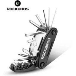 ROCKBROS Set di Attrezzi Multiuso 16 in 1 per Riparazione Biciclette, Kit con Chiavi Esagonali, Cacciaviti e Chiavi per Bici da Montagna, Nero