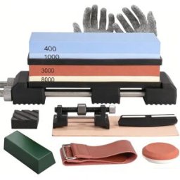 NONE Set di Pietre per Affilare a 4 Lati Grana 400/1000 3000/8000, Kit Premium per Affilare Coltelli con Base in Acciaio Inossidabile