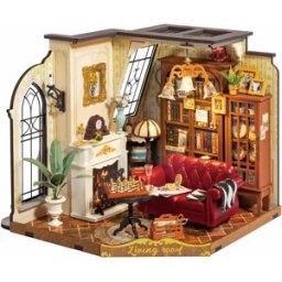 Robotime Rolife Casa delle Bambole Fai-da-Te 'Soggiorno di Catherine' con Mobili, Kit in Miniatura in Legno per Bambini e Adulti