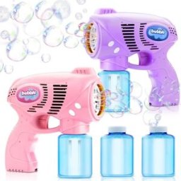 NONE Sloosh Kit Pistola Automatica per Bolle di Sapone, Confezione da 2, con 2 Bottiglie di Soluzione per Bolle, Ideale per Feste per Bambini e Regali di Compleanno