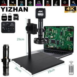 KUAIQU Microscopio digitale per elettronica 4K UHD, fotocamera per microscopio USB HDMI 1/1.8" HD imx678 sensore, lente 215X, Supporto a colonna stabile, Supporta zoom elettronico remoto, scatto foto,