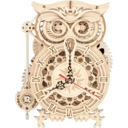 Robotime Rokr 161 Pezzi Kit Creativo Fai-da-Te 3D Modello di Gufo con Orologio in Legno, Set di Costruzioni per Bambini e Adulti LK503