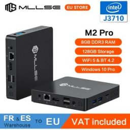 MLLSE Mini PC M2 Pro con Processore Intel J3710, 8GB RAM, 128/256GB ROM, Wi-Fi 5, BT 4.2, Windows 10, Computer Desktop Compatto