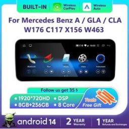 Nunoo Android 14 Lettore Multimediale Per Auto Per Mercedes Benz W176 C117 X156 W463 2012-2018 GPS Touch Screen Navi Video Stereo WIFI Carplay