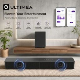 ULTIMEA Soundbar 240W con Controllo App, Sistema Home Theater con Subwoofer Wireless da 5,25" BassMX ™ Bassi Profondi e VoiceMX ™ Supporta HDMI ARC