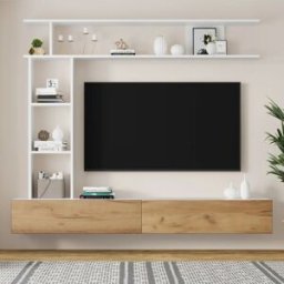 NONE Set da parete per TV da 180 * 35 * 22,5 cm con vetrine, parete multimediale inclusa. Scheda TV, scaffale e mensola a muro, mobile TV, in piedi e sospeso