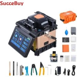 NONE SucceBuy Giuntatrice a fusione per fibra 4 motori Allineamento rivestito Giuntatrice per fibra ottica Giunzione 6s con touch screen da 5" Supporto per fibra 3 in 1