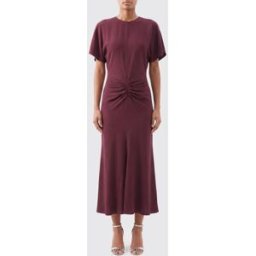 Victoria Victoria Beckham Abito a tubino midi Bela a maniche corte con vita arricciata Rosso Taglia 8