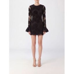 Rotate Abito mini a tubino in pizzo con maniche lunghe e polsini svasati slim fit Marrone Taglia 36
