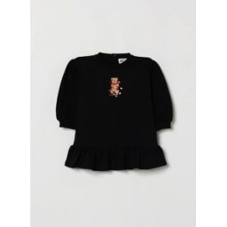 Moschino Abito da bambina in cotone stretch con stampa Teddy Bear a contrasto Nero Taglia 18M