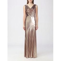 Collini Milano 1937 Abito da sera lungo Selene in jersey lamé con scollo a U Rosa Taglia 38