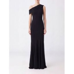 Collini Milano 1937 Abito da sera lungo Anna in jersey monospalla asimmetrico Nero Taglia 42