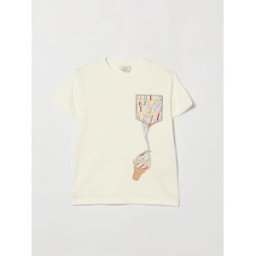 Fendi Abito da bambino in cotone con stampa monogram FF e tasche a toppa Panna Taglia 12+
