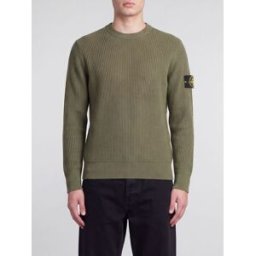 Stone Island Maglia girocollo slim fit in pura lana con patch logo Compass Militare Taglia XL