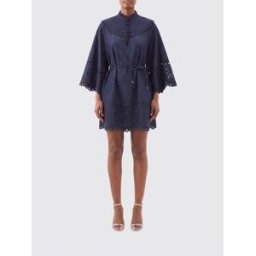 Zimmermann Mini abito Mahon in denim con maniche a kimono e pizzo Blue Taglia 1