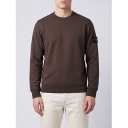 Stone Island Felpa girocollo in cotone con patch logo Compass Grigio Taglia S