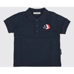 Moncler Polo da bambino in cotone con colletto a costine e patch logo Blue Navy Taglia 24M