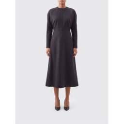 Victoria Victoria Beckham Abito midi Dolman in lana vergine a maniche lunghe Grigio Taglia 8