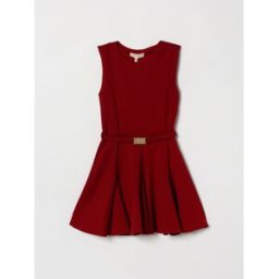 Twinset Abito corto svasato da bambina in crêpe senza maniche con cintura Rosso Taglia 10
