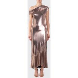 Collini Milano 1937 Abito da sera midi Anna in jersey lamé monospalla Rosa Taglia 40
