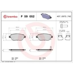 Brembo Kit pastiglie freno, freno a disco P 59 052