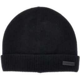 Emporio Armani Beanie in cachemire con patch logo in pelle