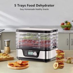Biolomix BPA FREE 5 vassoi essiccatore per alimenti disidratatore con timer digitale e controllo della temperatura per frutta verdura carne manzo scatti