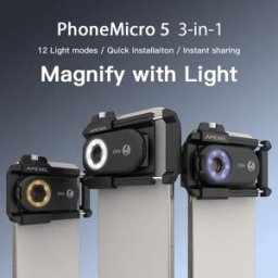 APEXEL Kit Lenti per Microscopio 100X/150X/200X, Lenti Macro per Gioielli e Fotocamera Smartphone con Luce LED per iPhone e Android