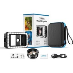 APEXEL Obiettivo macro HD da 100 mm per iPhone e Android, con luce di riempimento a LED e clip universale – Accessori professionali per fotografia macro