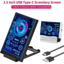 Caturda Schermo Secondario IPS da 3,5 Pollici TYPE-C 320*480, Monitor per Computer, Display CPU GPU RAM HDD USB, Supporto LCD Compatibile con AIDA64