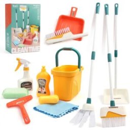 COOLPLAY 12 pz/set Set di Pulizia per Bambini Kit di Forniture per Lavori Domestici con Paletta Scopa Secchio Mop Set di Pulizia Gioca a Casa Giocattoli per Ragazzi e Ragazze