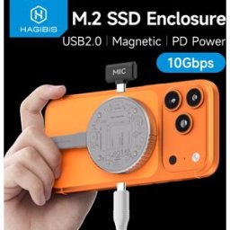 Hagibis Enclosure Magnetico per SSD M.2 2230 NVMe, Case USB C 3.2 Gen2 a NVMe PCI-E per iPhone 16 Pro Max ProRes Magsafe MacBook